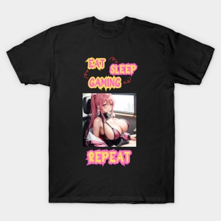 Eat Sleep Gaming Repeat Anime Girl T-Shirt